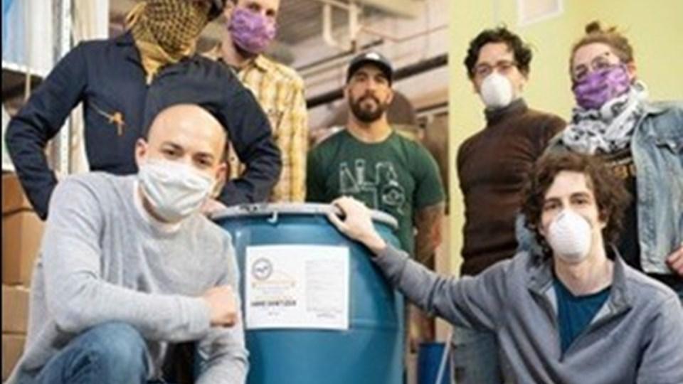 A vertical garden composed of various green plants displayed on a wall, with wooden beams and lights visible in the ceiling above.